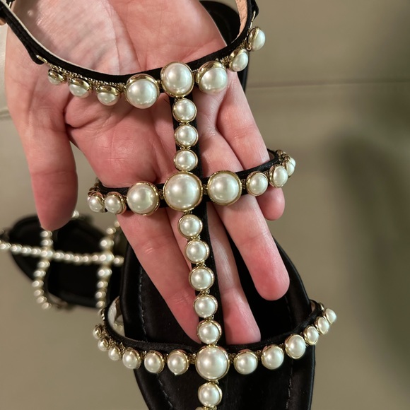 Giambattista Valli Maharani Satin & Faux Pearl Flat Sandals - Picture 5 of 15